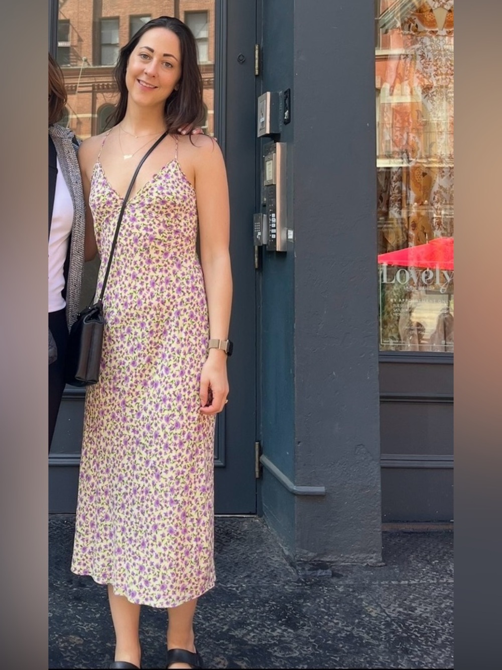 Zara Butter & Lavender Floral Slip Midi Dress